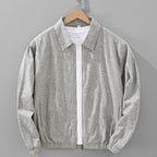 Men's Zip-Up Collared Bomber Jacket - Light Grey Marl on Hanger