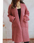 Women's Oversized Chunky Cardigan - Coral Pink, front view