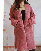Women's Oversized Chunky Cardigan - Coral Pink, front view