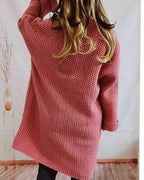 Women's Oversized Chunky Cardigan - Coral Pink, detail view