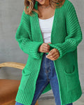 Women's Open Front Knit Cardigan - Green, detail view