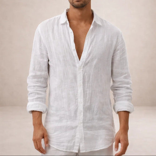 Men's Long Sleeve Button-Front Shirt - Classic Collar - White