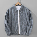 Men's Zip-Up Collared Bomber Jacket - Grey Marl on Hanger