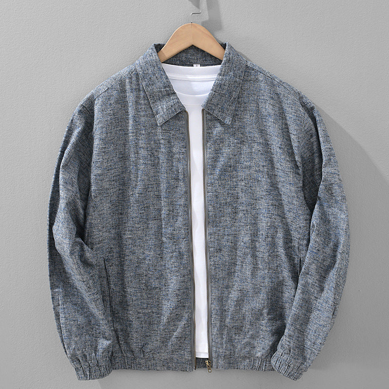 Men's Zip-Up Collared Bomber Jacket - Grey Marl on Hanger