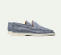 Men's Slip-On Loafers with Apron Toe and Contrast Sole - Blue