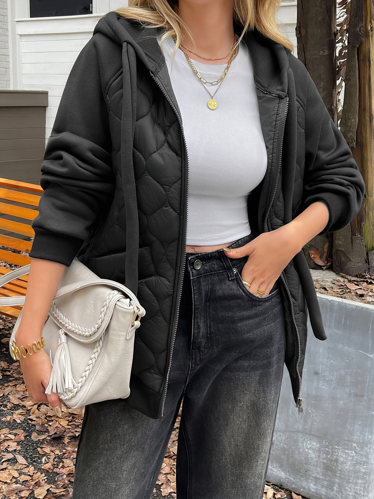 Women's Quilted Hooded Jacket - back view