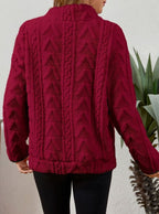 Women's Textured Fleece Pullover - Burgundy, detail view