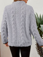 Women's Textured Fleece Pullover - Grey, detail view