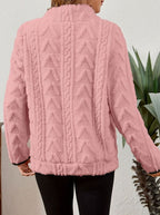 Women's Textured Fleece Pullover - Pink, detail view