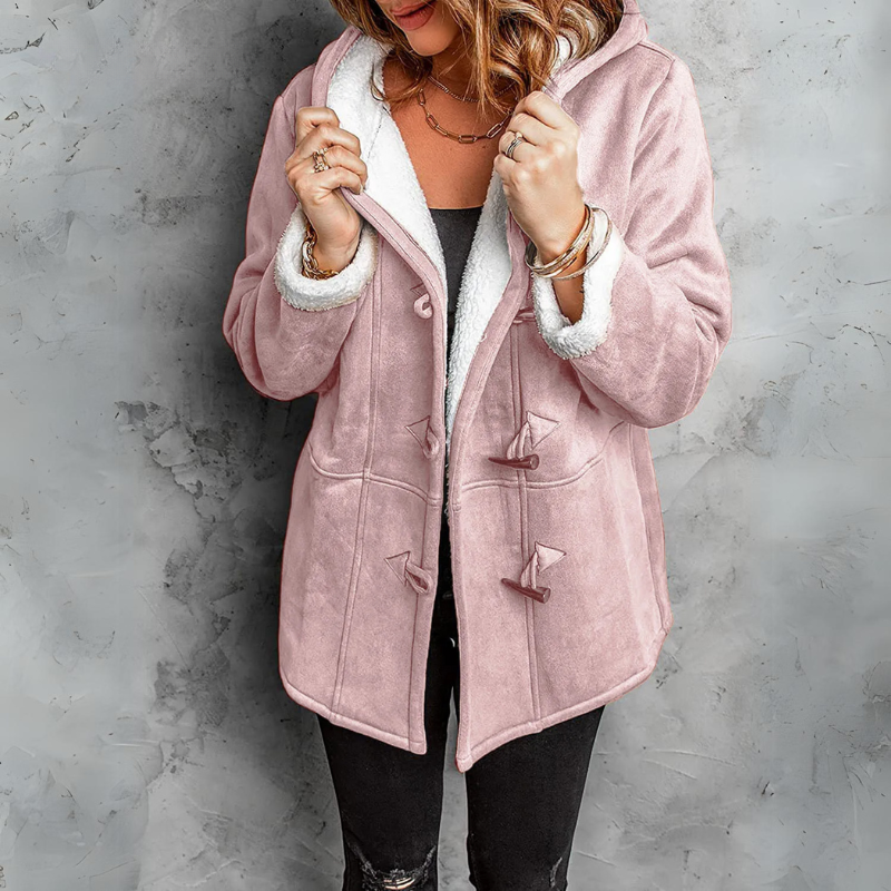 Women's Hooded Sherpa-Lined Jacket - Light Pink, front view
