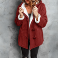 Women's Hooded Sherpa-Lined Jacket - Wine Red, front view