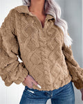 Women's Oversized Fleece Pullover - Khaki, front view