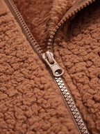 Women's Hooded Teddy Jacket - Brown, full length view