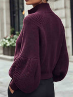 Women's Cropped Zip Cardigan - Purple, detail view