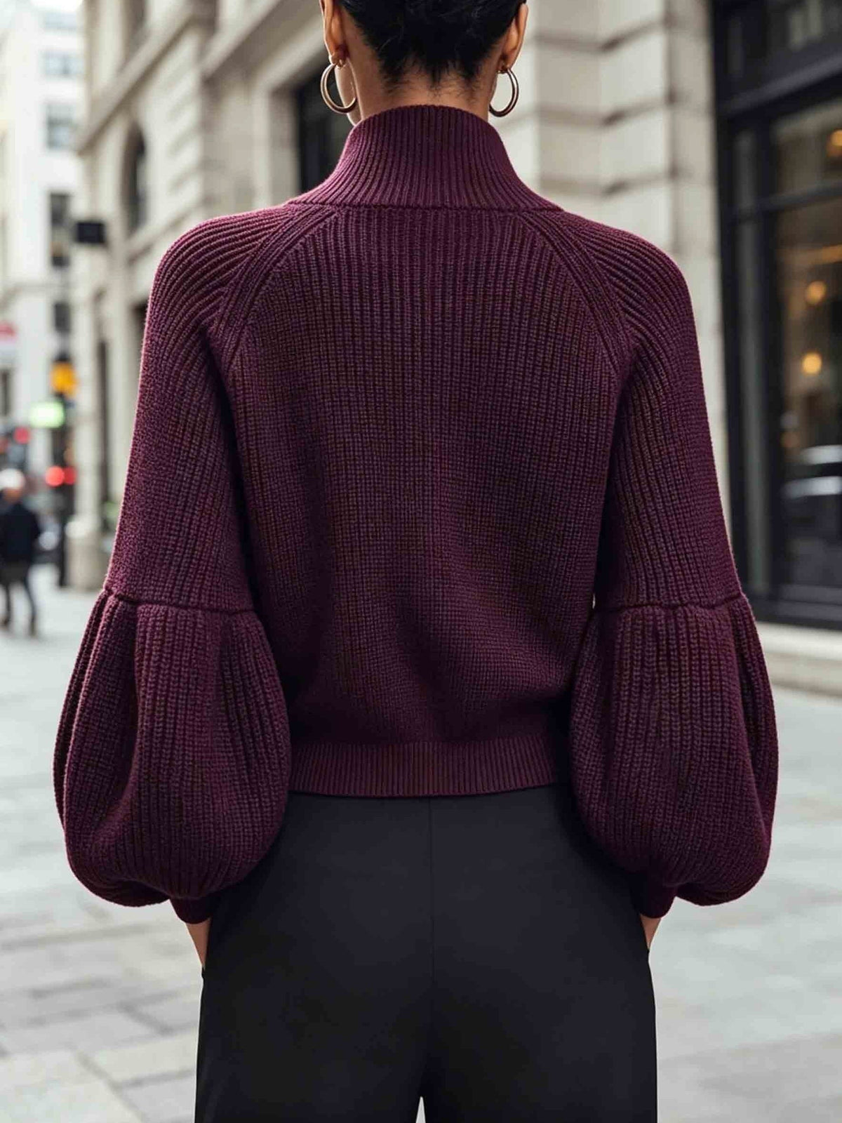 Women's Cropped Zip Cardigan - Purple, detail view