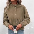 Women's Cropped Waffle Jacket - front view