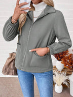 Women's Fleece-Lined Zip Jacket - Light Grey, side view