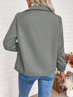 Women's Fleece-Lined Zip Jacket - Light Grey, back view