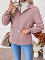 Women's Fleece-Lined Zip Jacket - Berry Pink, full length view