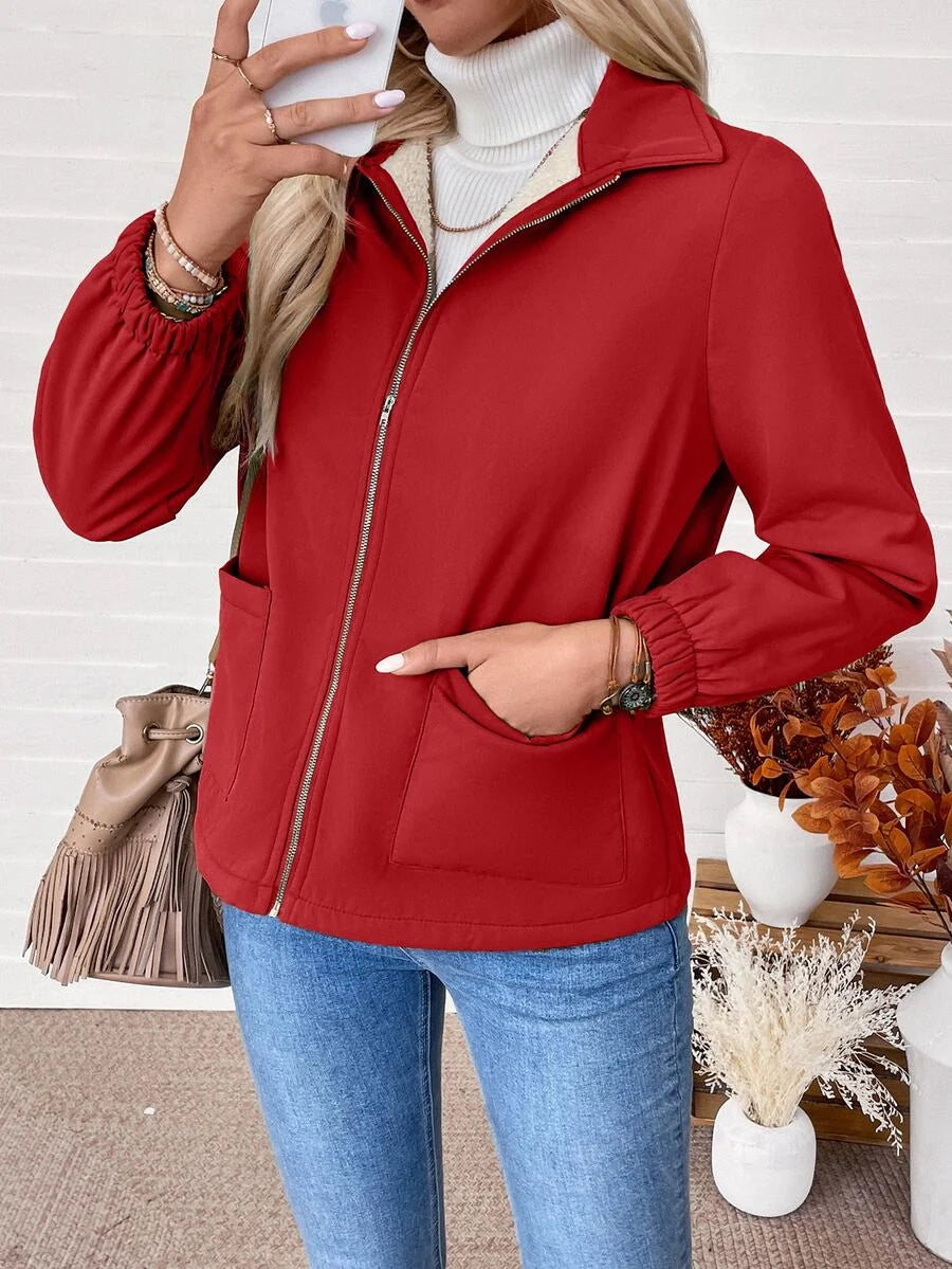 Women's Fleece-Lined Zip Jacket - Pink, side view
