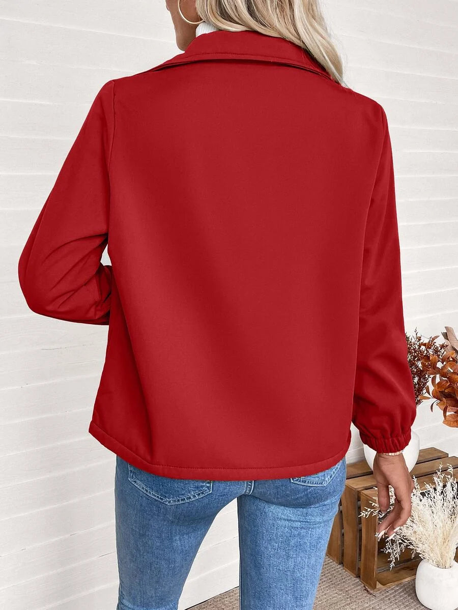 Women's Fleece-Lined Zip Jacket - Pink, back view