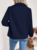 Women's Fleece-Lined Zip Jacket - Navy Blue, back view