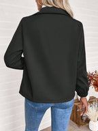 Women's Fleece-Lined Zip Jacket - Black, back view