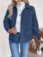 Women's Fleece-Lined Zip Jacket - Royal Blue, front view