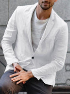 Men's Single-Breasted Blazer - White