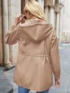 Women's Hooded Windbreaker - Bordeaux, side view