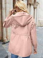 Women's Hooded Windbreaker - Khaki, side view