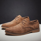 Men's Classic Lace-Up Derby Shoes - Plain Toe - Khaki pair