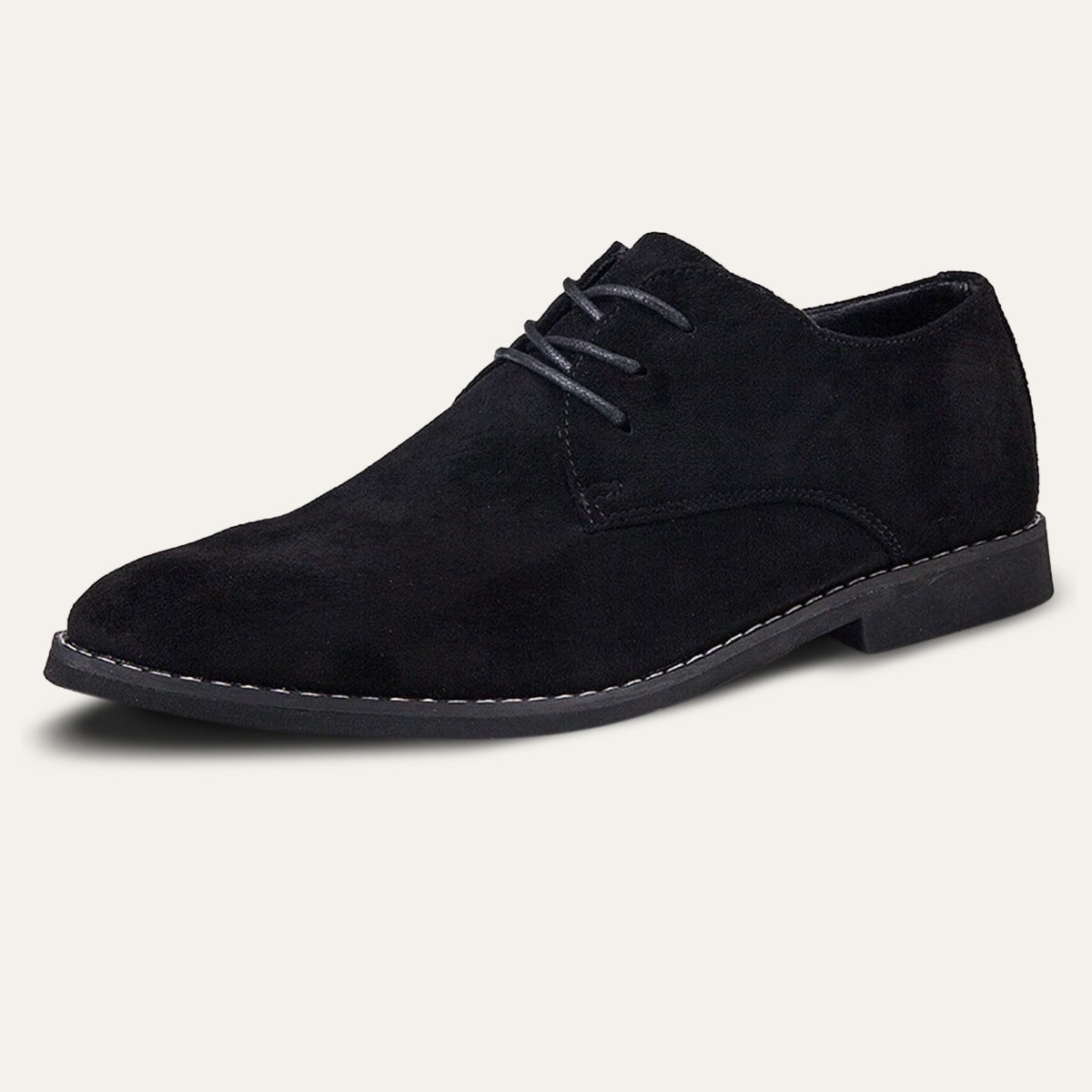 Men's Classic Lace-Up Derby Shoes - Plain Toe - Black, side view