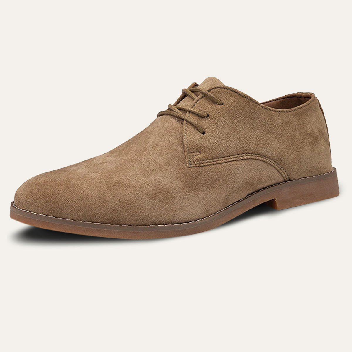 Men's Classic Lace-Up Derby Shoes - Plain Toe - Khaki, side view
