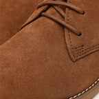 Men's Classic Lace-Up Derby Shoes - Plain Toe - Brown, upper close-up