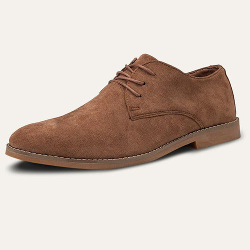Men's Classic Lace-Up Derby Shoes - Plain Toe - Brown, side view