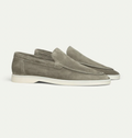 Men's Slip-On Apron Toe Loafers with White Sole - Olive Green