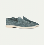 Men's Slip-On Apron Toe Loafers with White Sole - sage green