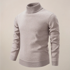 Men's Fine Knit Turtleneck Jumper - Beige