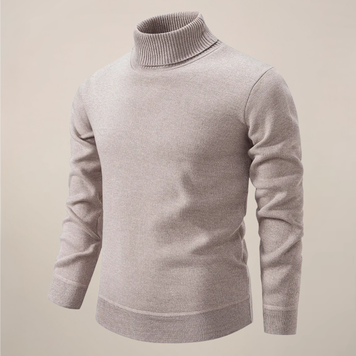Men's Fine Knit Turtleneck Jumper - Beige