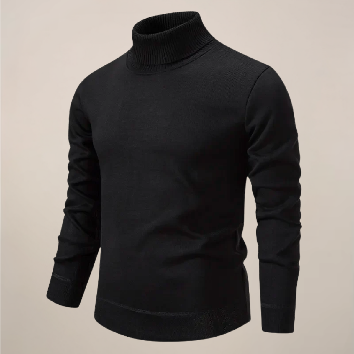 Men's Fine Knit Turtleneck Jumper - Black