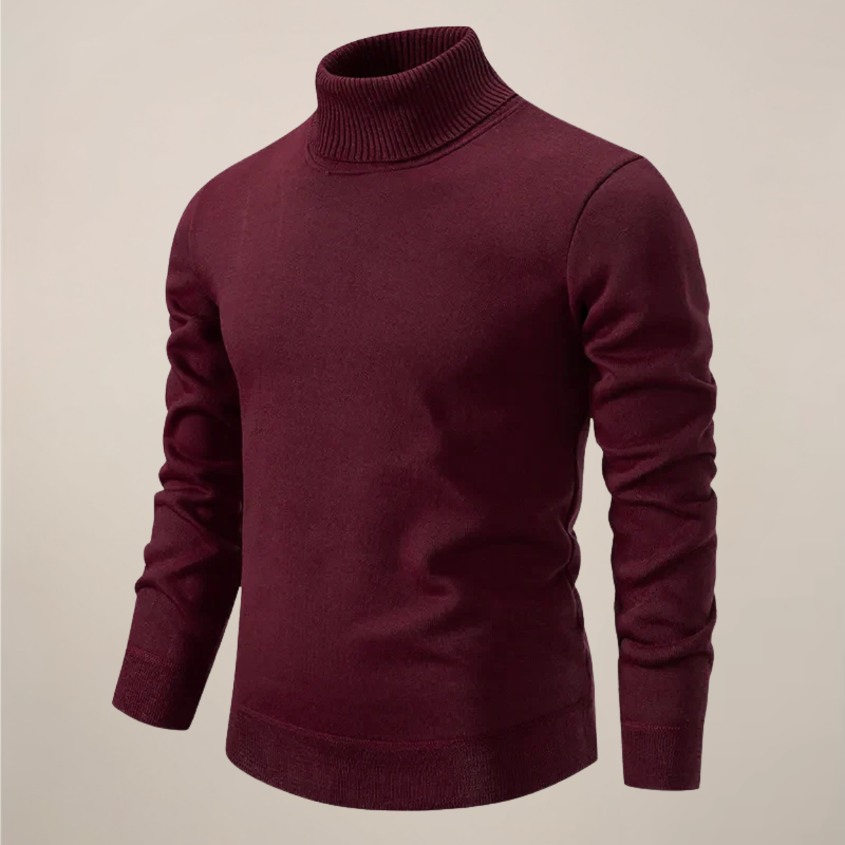 Men's Fine Knit Turtleneck Jumper - Red