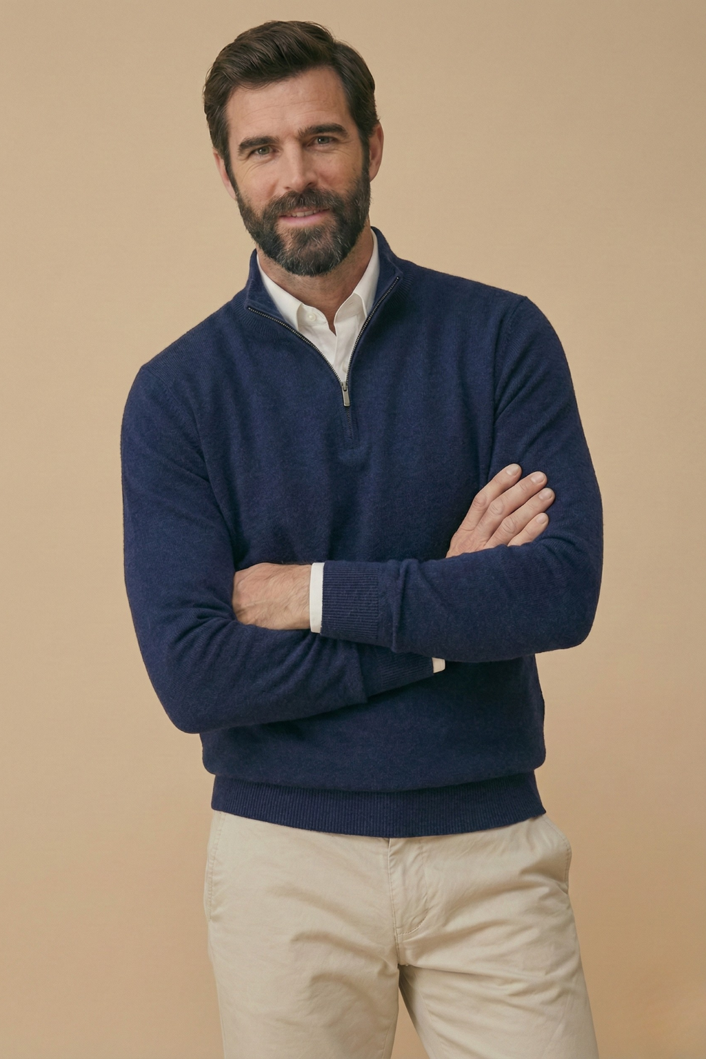 Men's Half Zip Jumper - Navy Blue