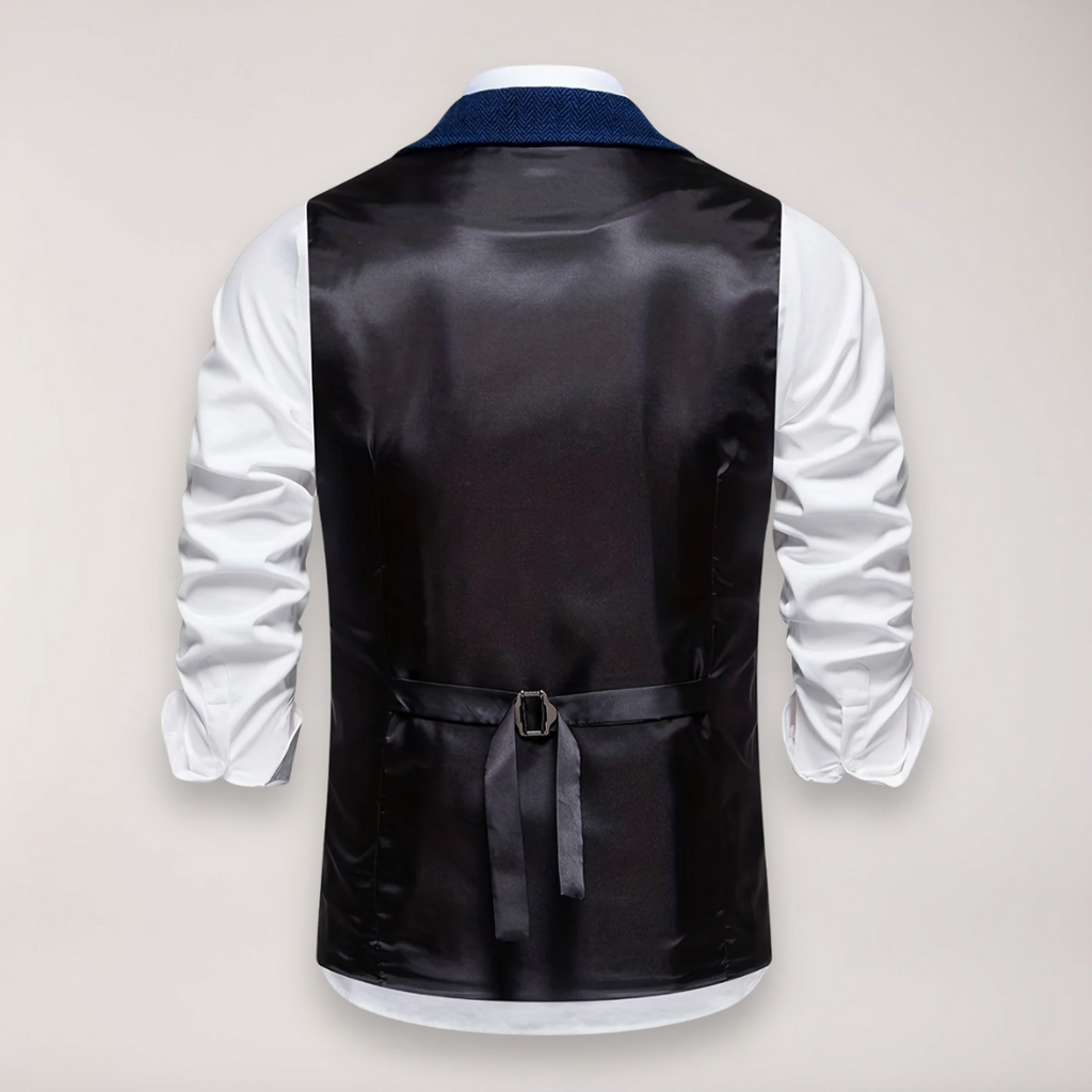 Men's Herringbone Waistcoat - Back with Buckle Adjuster
