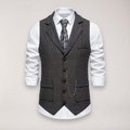 Men's Herringbone Waistcoat - Dark Grey