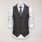 Men's Herringbone Waistcoat - Dark Grey