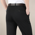 Men's Slim Fit Stretch Trousers - Buttoned Back Pocket - Black, back view