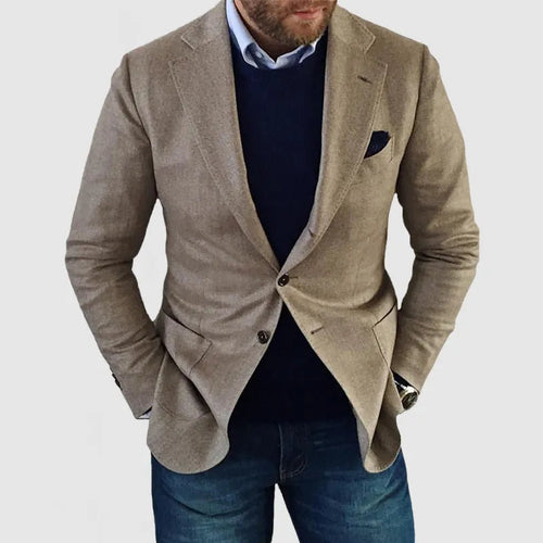 Men's Two-Button Notch Lapel Blazer - Beige