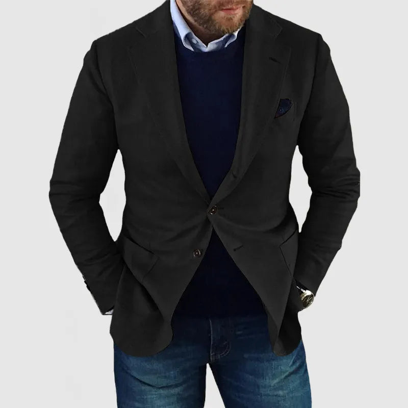 Men's Two-Button Notch Lapel Blazer - Black