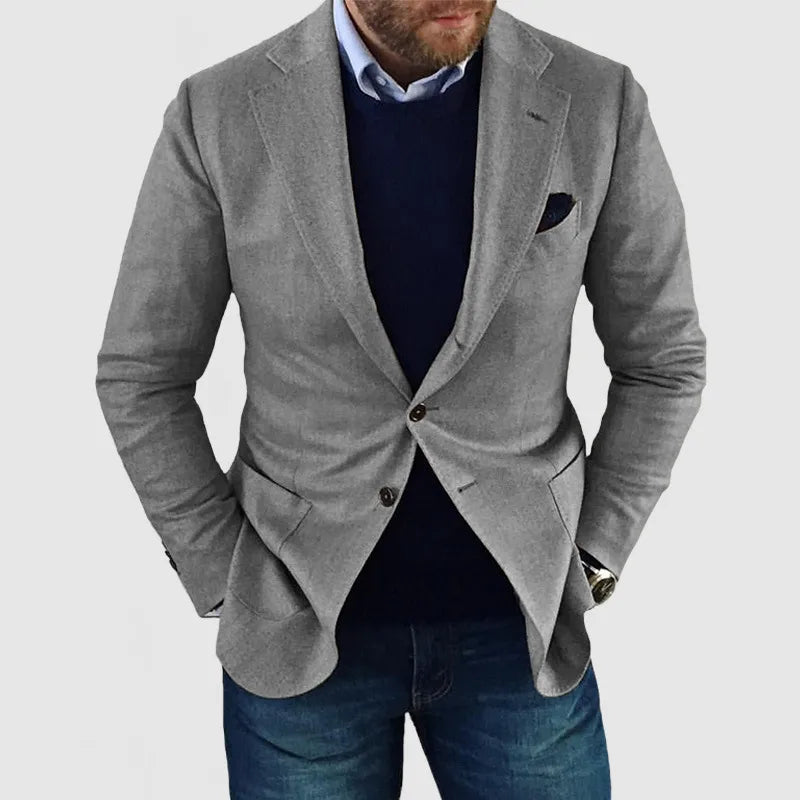 Men's Two-Button Notch Lapel Blazer - Grey